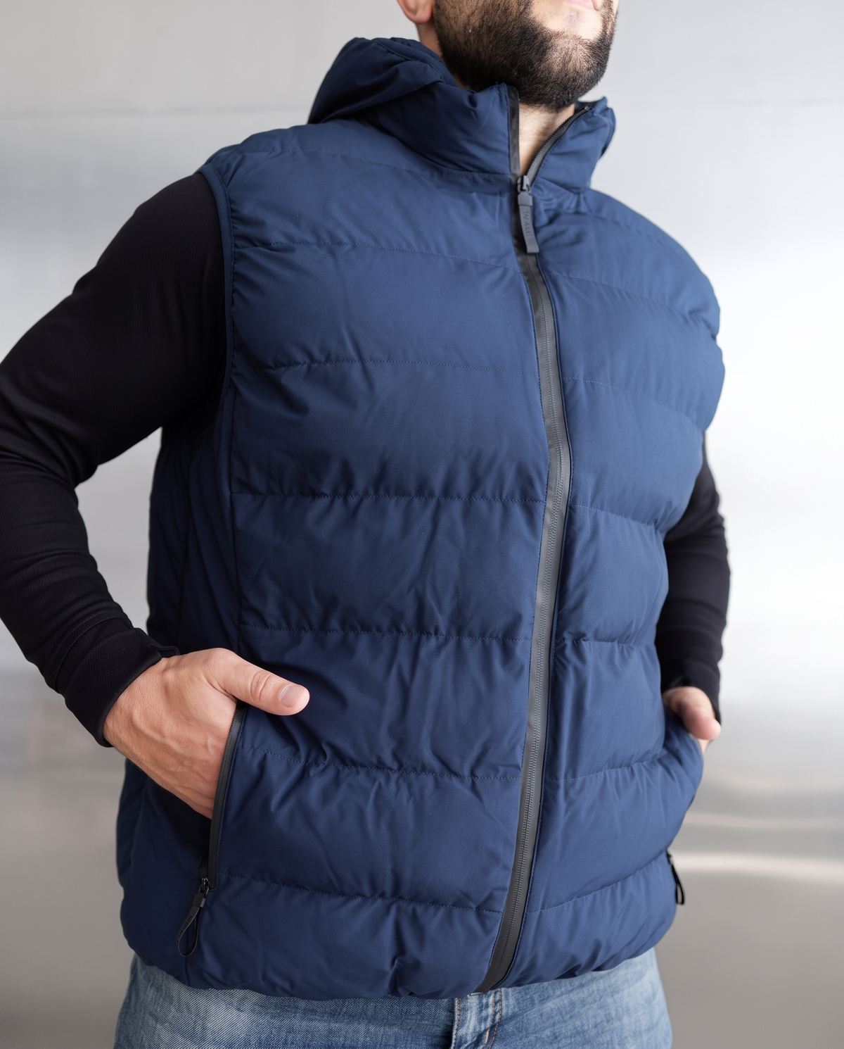 (Urban Warm) Чоловіча демісезонна жилетка 805 з капюшоном синій, XL 597 фото